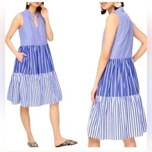 NWOT J Crew Tiered Popover Dress in Mixed Stripe XXS